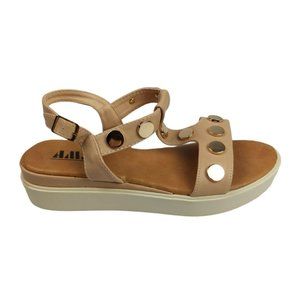 AMS Womens Size 7 Beige Adjustable Buckle Ankle Strap Comfort Platform Sandals